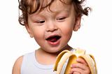 Child with banana.