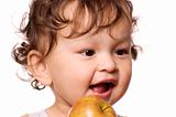 Child eat apple.