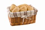 Potatoes in basket isolated, clipping path.
