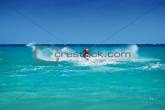 Man riding jet ski