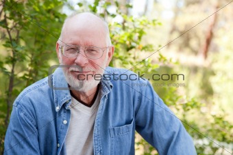 A Handsome Happy Senior Man Outdoor Portrait.