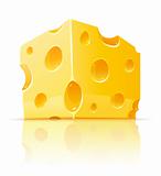 piece of yellow porous cheese food with holes
