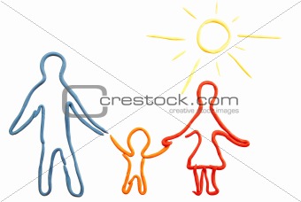 plasticine silhouette of family