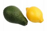 Green avocado and yellow lemon.