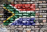 Flag of South Africa on old brick wall