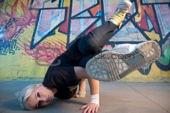 Girl break-dancer posing