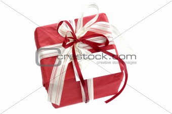 Red gift with card