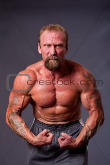 Middle aged man body builder