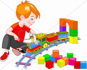 Boy with Train Set