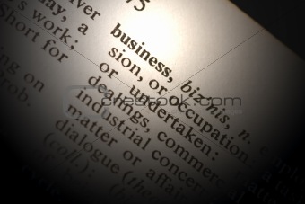 Closeup of the word business