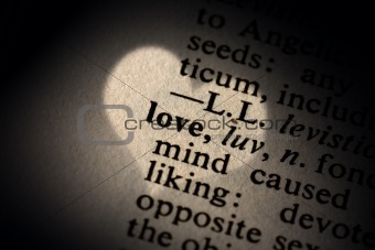 Closeup of the word love