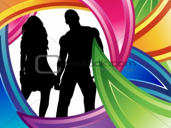 Couple Colorful Silhouette