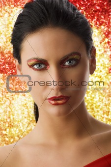 woman in red and gold