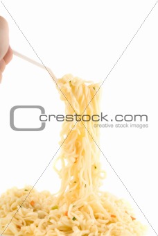 spaghetti at fork