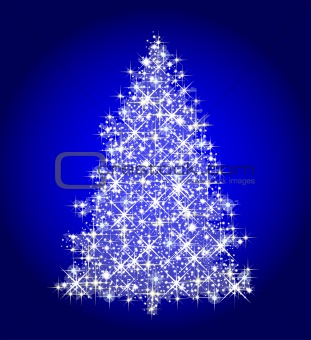 christmas tree on blue