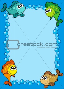 Cute frame with fishes and bubbles