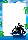 Frame with pirate ship silhouette
