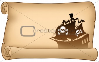 Parchment with pirate ship silhouette
