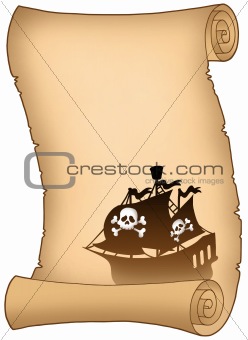 Scroll with pirate ship silhouette