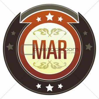 March Month on Brown Button