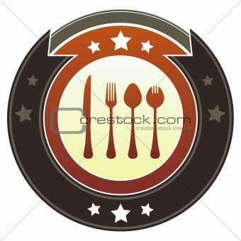 Eating Utensils on Brown Button