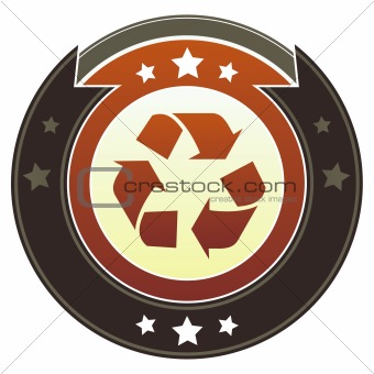 Recycle Symbol on Brown Button