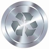 Recycle Symbol on Silver Button