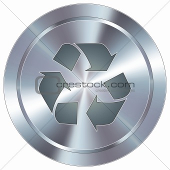 Recycle Symbol on Silver Button