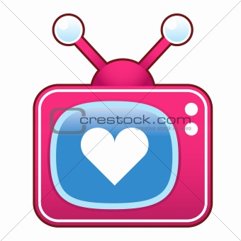 Heart on Pink Retro TV