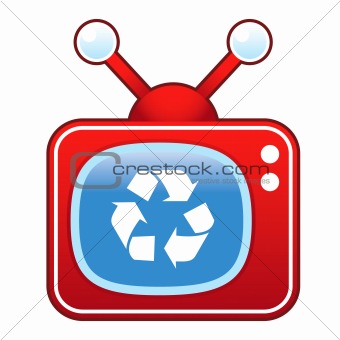 Recycle Symbol on Retro TV
