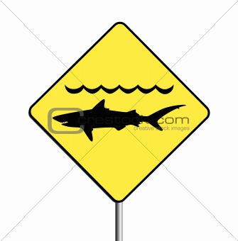 ‘Warning, sharks’ sign.