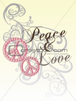 peace love with scroll pattern