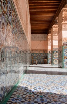 architectural details of Courtyard of Ali Ben Youssef Madrasa