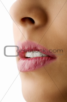 wet lips close up