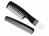 Two black professional combs.