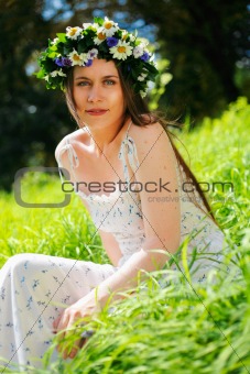 Girl with circlet of flowers