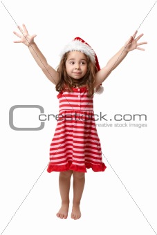 Christmas Girl with hands in the air