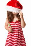 Christmas child with santa hat