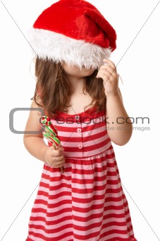 Christmas child with santa hat