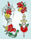 tribal rose in different style