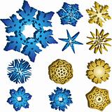 Set of 11 3D Snowflakes