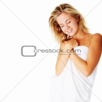 Beautiful Young Spa Woman On White