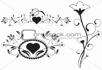 vector floral hearts