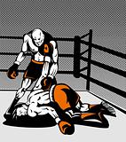 Boxer standing over opponent
