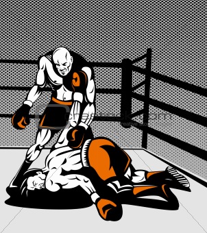 Boxer standing over opponent