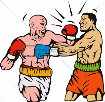 Boxer connecting a knockout punch