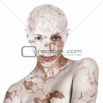 bald girl with dry skin