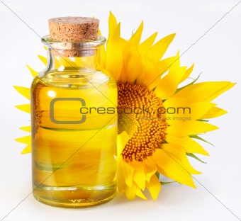 bottle with sunflower-seed oil