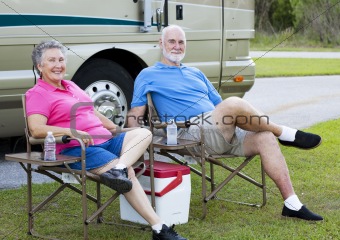RV Seniors Relaxing Outdoors