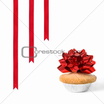Christmas Mince Pie and Red Ribbons